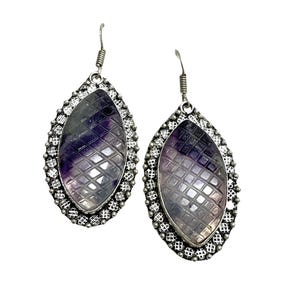 Pendientes de fluorita multitallada, pendientes de fluorita natural hechos a mano en plata de ley 925, regalo de cumpleaños para mujer, regalo de joyería para ella.