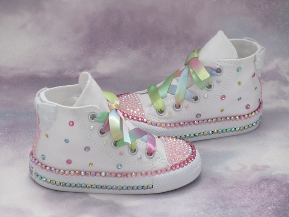 Baby Toddler Girls Custom Crystal Unicorn Theme Converse Flower Girl Converse Girls Party Shoes. Etsy Canada