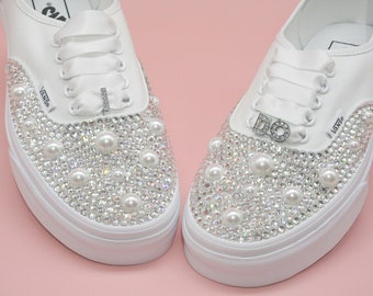Bridal Wedding Crystal & Pearl  " I Do" Vans / Custom Bling Sneakers trainers
