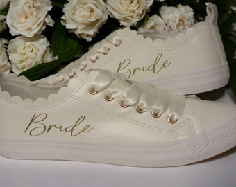 Personalised Wide Fit Wedding Trainers, Wedding Trainers For Brides, Bride Sneakers, Wide Fit Bridal Shoes, Vegan Shoes.