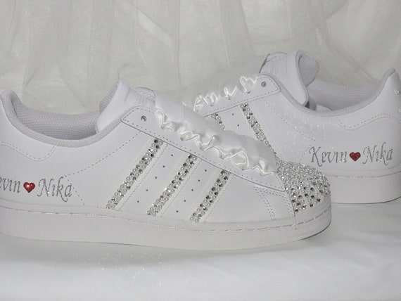 bevel combineren samenwerken Wedding Custom Bridal Adidas Superstar Trainers Personalised - Etsy