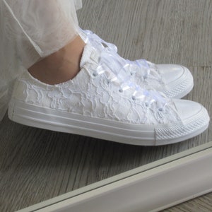 Wedding Lace Converse, White Lace Bridal Converse, Sneakers for Bride ...