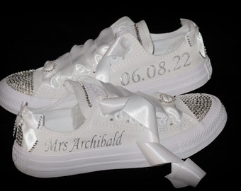 Personalised Custom Wedding Converse, Wedding Trainers For Brides, Bridal Sneakers.