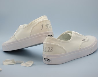 Custom Personalised Wedding Vans for Bride, Personalised Wedding Trainers, Custom Wedding Shoes.