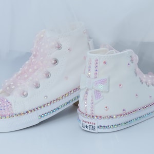 Baby Toddler Girls Custom Crystal Converse, Flower Girl Converse Shoes, Girls Party Shoes.