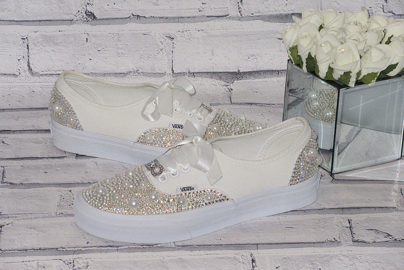 Bridal Wedding Crystal & Pearl I Do Vans / Custom Etsy UK