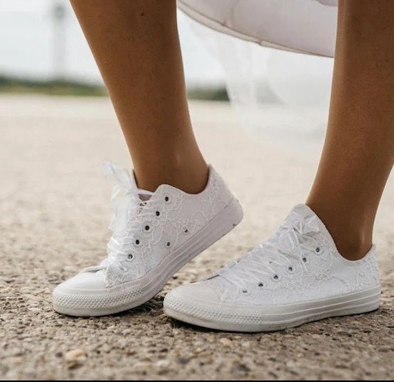 Wedding Lace Converse White Lace Bridal Converse Sneakers - Etsy