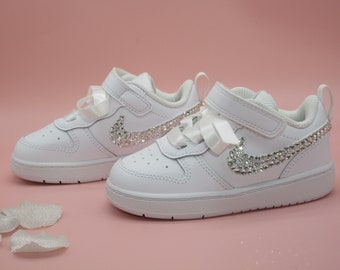 Custom Baby Toddler Crystal Low Top Nike, Bling Baby Shoes, Custom Baby Nike, Toddler Nike.