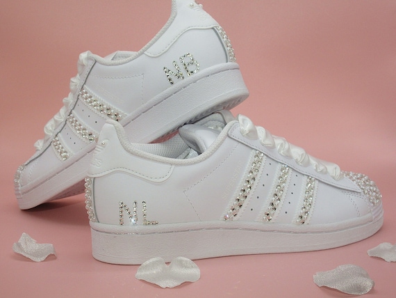 bevel combineren samenwerken Wedding Custom Bridal Adidas Superstar Trainers Personalised - Etsy