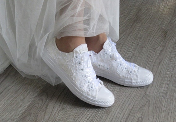 Wedding Lace Converse White Lace Bridal Converse Sneakers - Etsy
