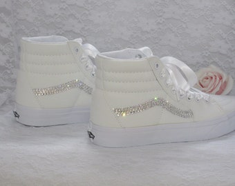 Custom Swarovski Crystal Old Skool Vans, Wedding Bridal Sneakers, Bling Sneakers Crystal Sneakers.