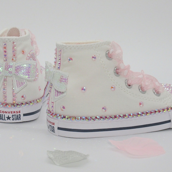 Bébé enfant en bas âge filles cristal personnalisé Converse, Converse de fille de fleur, chaussures de fête de filles.