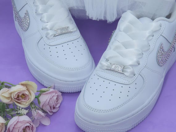 Custom Swarovski Crystal Bling Nike Air Force 1, Wedding Sneakers 