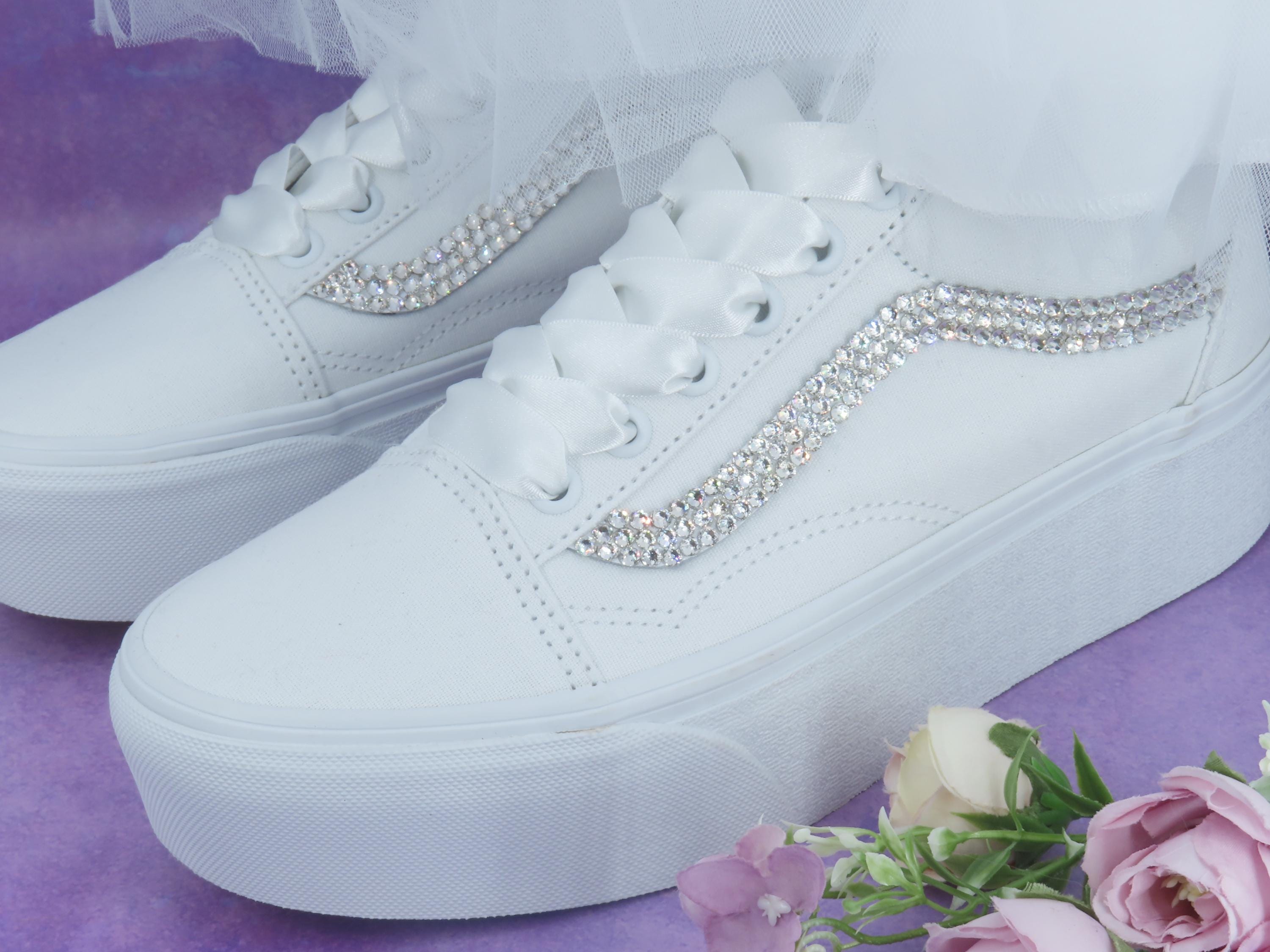 Hochzeit Swarovski Old Skool Plateau Vans Hochzeit Schuhe fur Braute Brautschuhe. Etsy