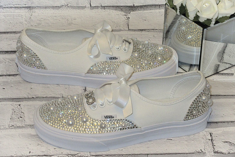 Bridal Wedding Crystal & Pearl I Do Vans / Custom Etsy UK
