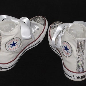 Wedding Bridal Hi Top White Crystal Converse -Custom Bling Sneakers Trainers- All  Colours.