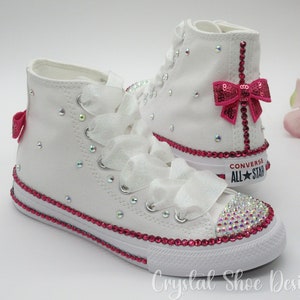 Baby Toddler Girls Custom Crystal Converse, Flower Girl Converse, Girls Party Shoes.
