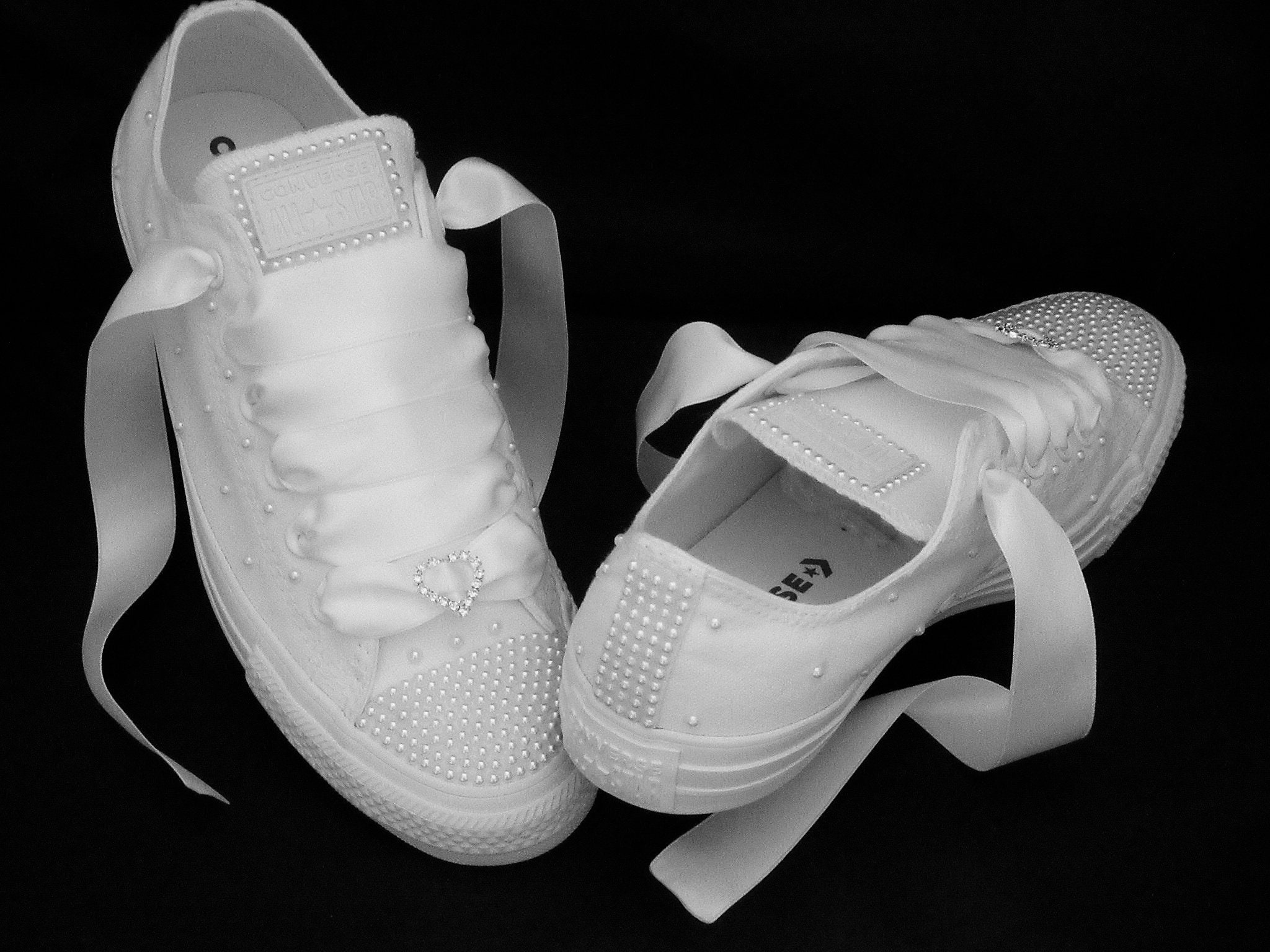 Bridal Wedding Custom White Pearl Converse Wedding Sneakers - Etsy