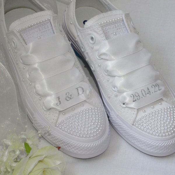 Personalised Wedding Ribbon Shoe Laces for Bride, Converse Shoe Laces.