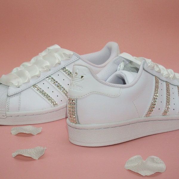 Adidas Custom Crystal Bling Wedding Bridal Shoes, Bling Sneakers, Adidas Originals.