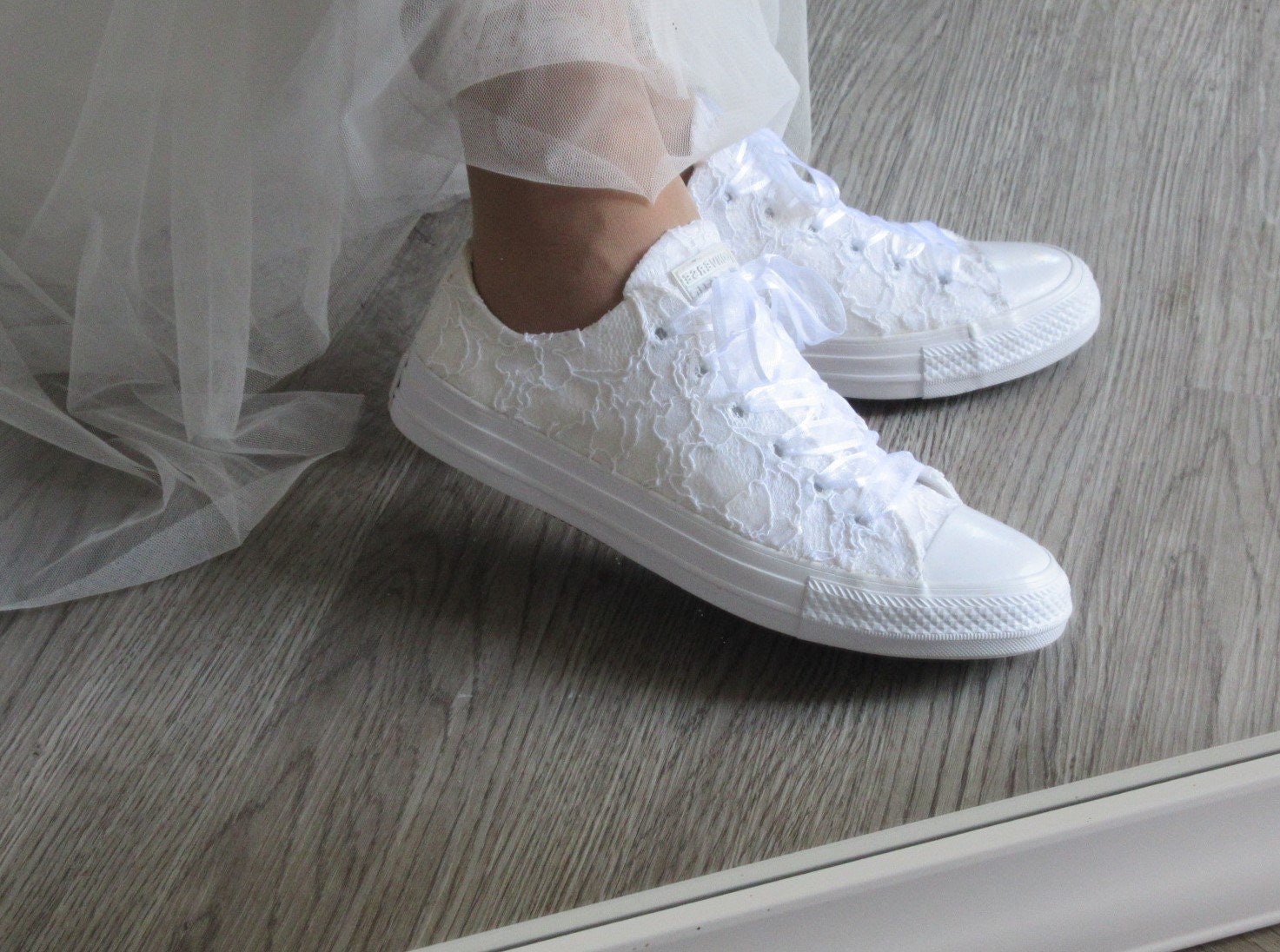 Wedding Lace Converse White Lace Bridal Converse Sneakers for