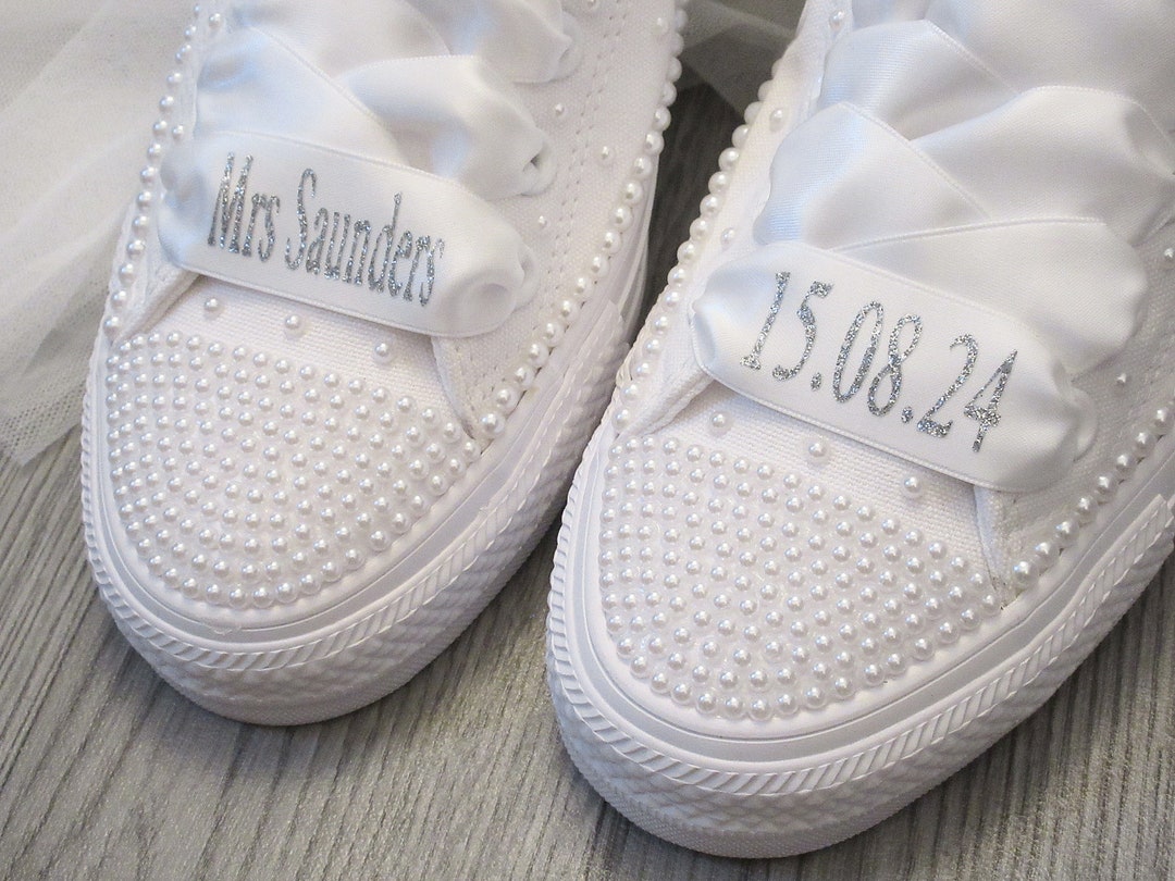 Personalised Wedding Trainer Laces, Wedding Converse Personalised Laces