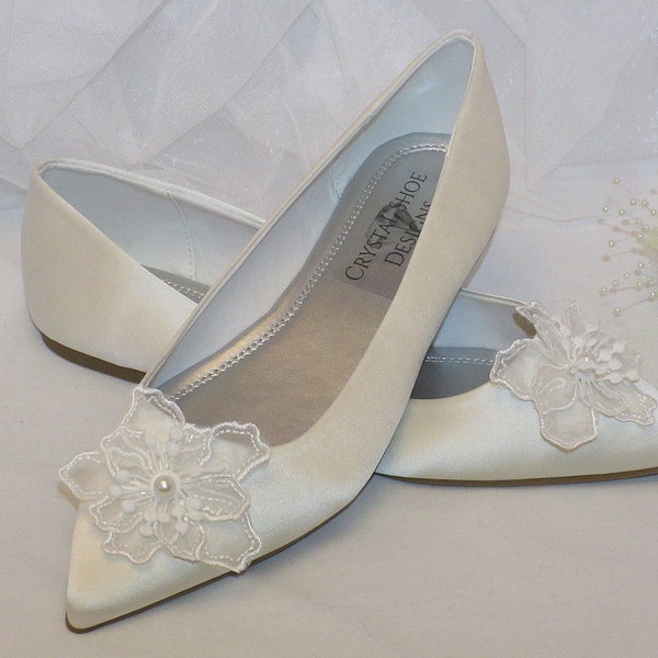 Custom Ivory Bridal Flats, Flat Shoes For Bride, Wedding Shoes.