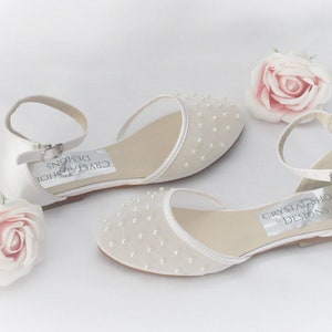 Bridesmaid, Flower Girl, Communion White Ivory Satin Shoes, Girls Party Shoes.