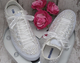 Luxus-Perlen-Hochzeits-Converse, Braut Turnschuhe