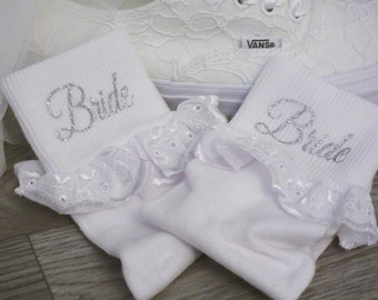 Bride Frilly Socks, Wedding Trainer/Sneaker Socks, Personalised Wedding Socks, Gift For Bride.