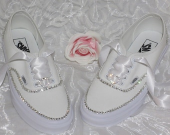 Wedding Bridal Custom Crystal Vans Shoes - Bling Sneakers- Vans Authentic.