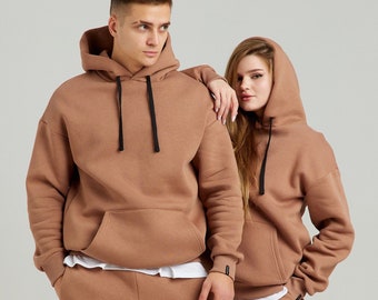 Brown couple tracksuits, unosex hoodie sets, Family look, spring tracksuits, couple anniversary gift