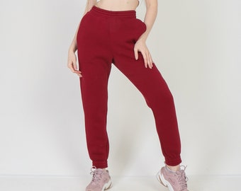 Joggeurs pour femmes rouge foncé, pantalon de joggeur avec un brassard, pantalon de jogging taille haute, brend ukrainien