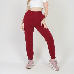 Red high waisted joggers hotsell