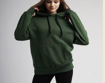 Dark Green Women Hoodie Oversized Hooded Sweatshirt Etsy Canada