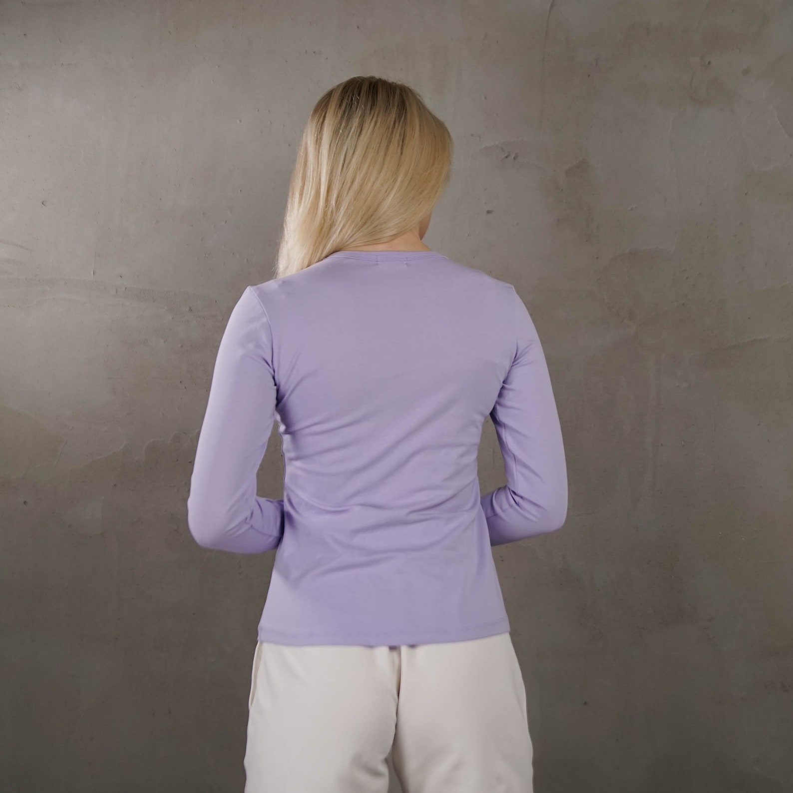 7290 Lilac Letter Printed T-Shirt