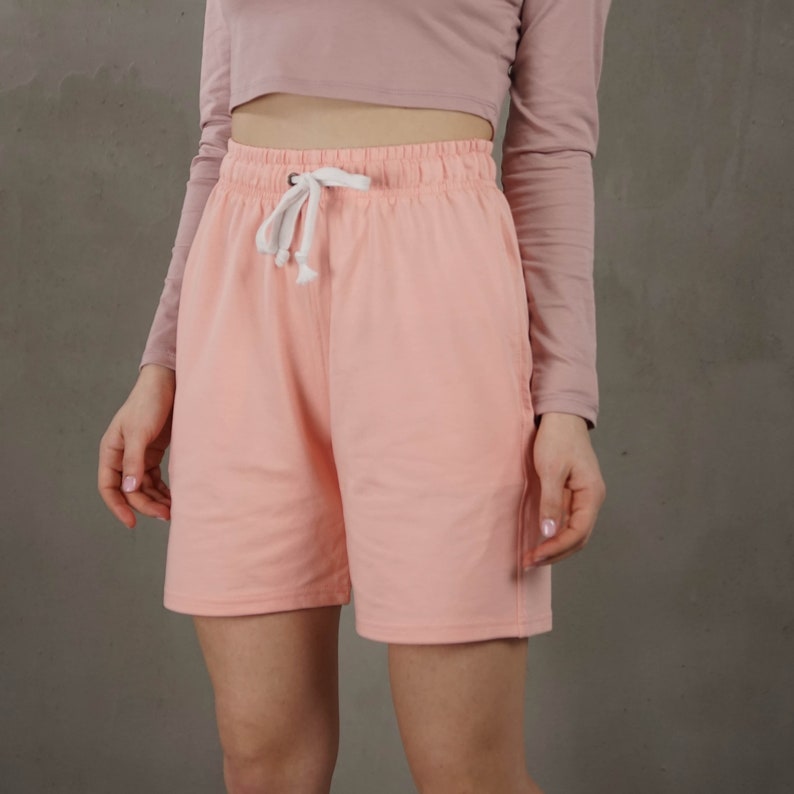 Light pink women shorts, ladies cotton shorts, Ukrainian Brand image 1