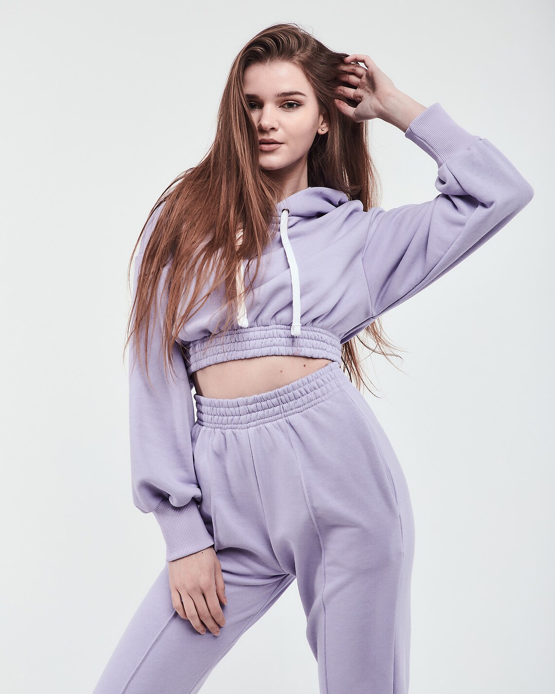 Hoodie Crop and Joggers Set Women Lilac Purple tracksuit | Etsy