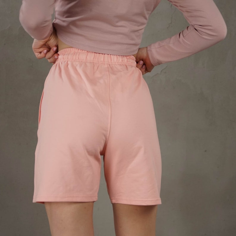 Light pink women shorts, ladies cotton shorts, Ukrainian Brand image 3