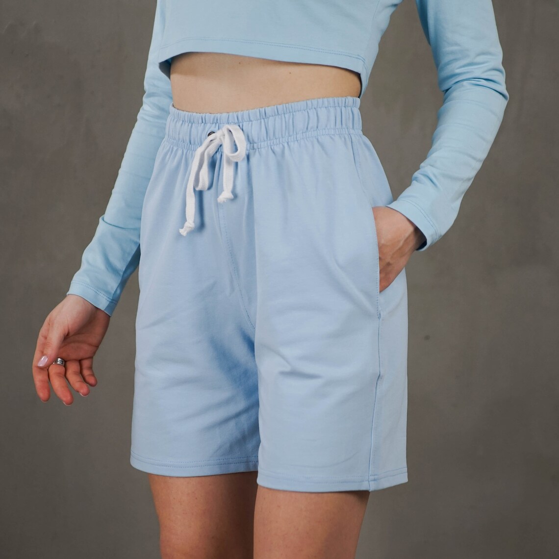 Light Blue Women Shorts, Cotton Summer Shorts, Sky Blue Ladies Shorts Etsy