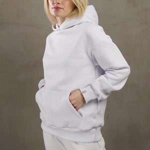 White woman oversized hoodie, ladies hoodie, winter autumn hoodie, white hooded sweatshirt image 5