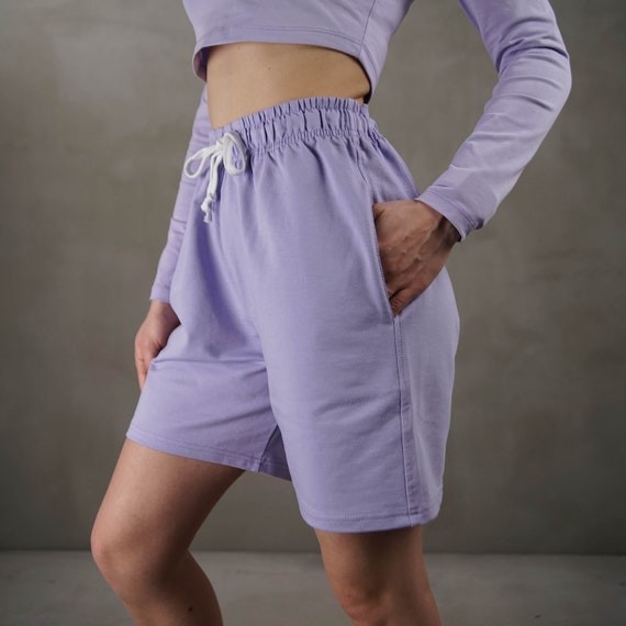 Pantalones cortos de mujer lila, pantalones cortos de verano de algodón,  pantalones cortos de tabla para mujeres -  España