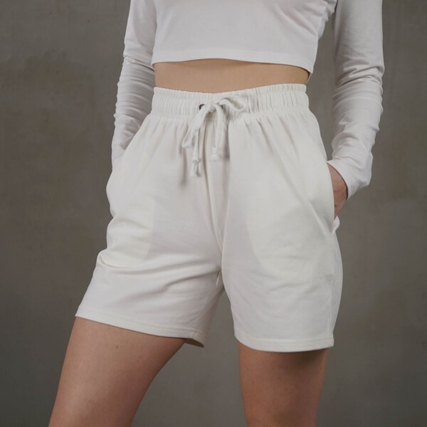 White Cotton Shorts Etsy