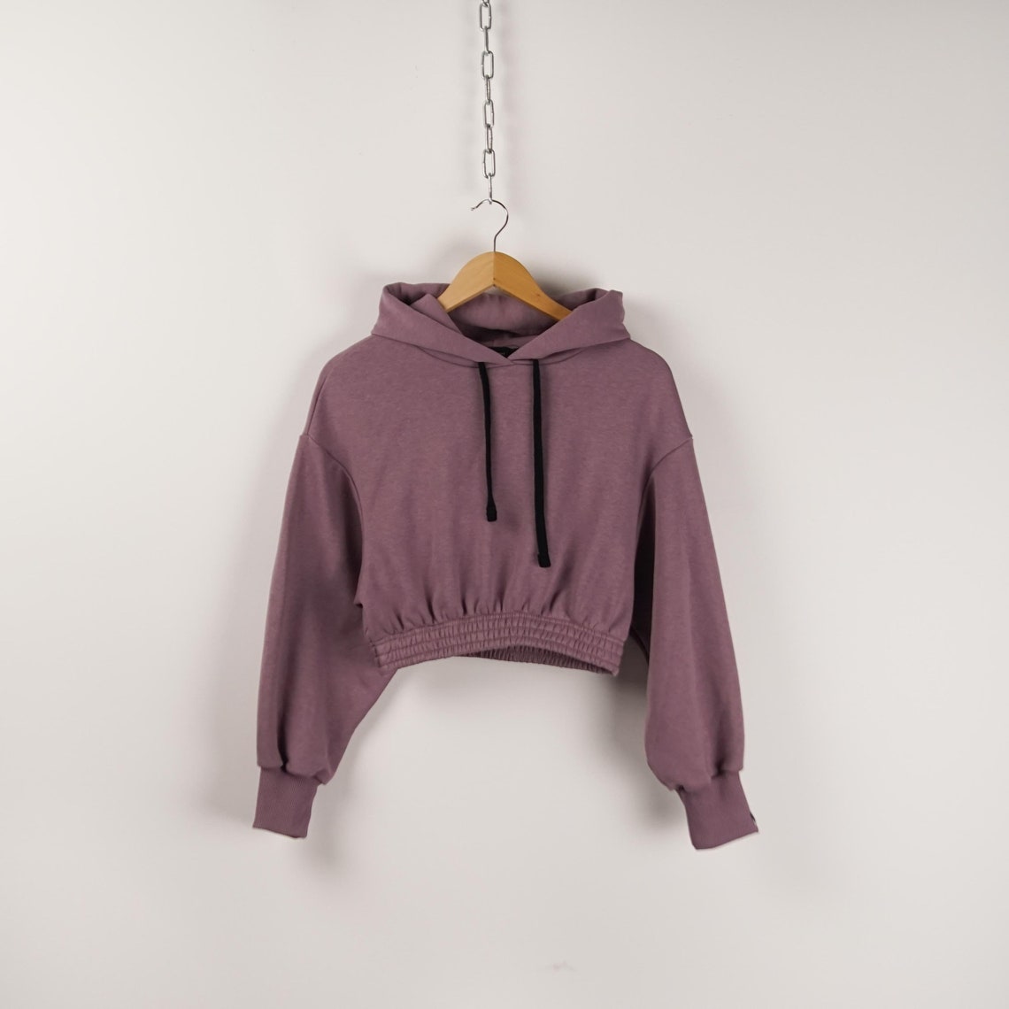 Purple Hoodie Crop Top Oversized hoodie Longsleeve Crop top | Etsy
