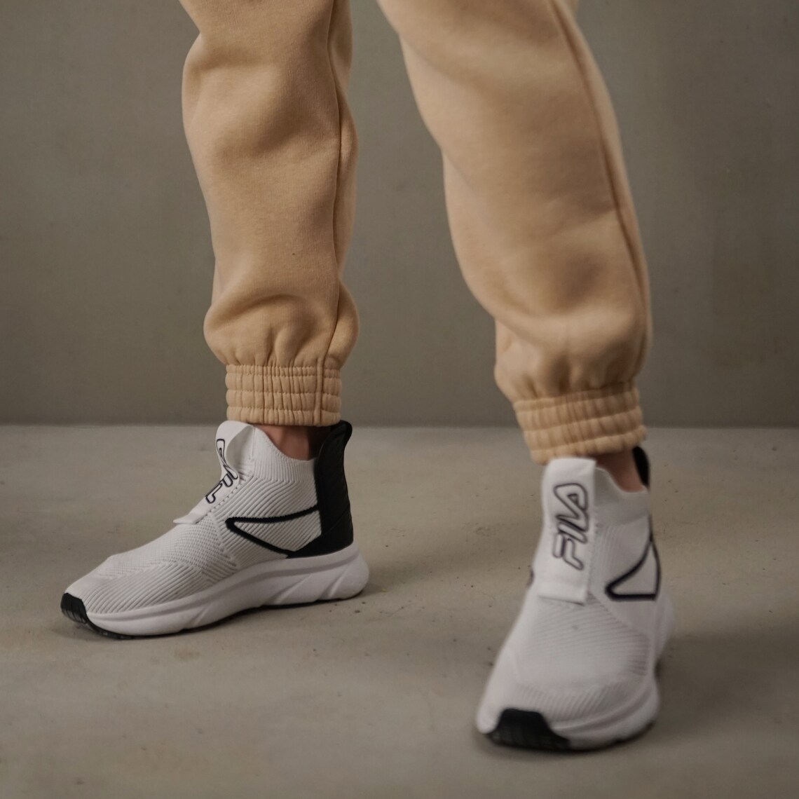 beige joggers and sweatshirt set