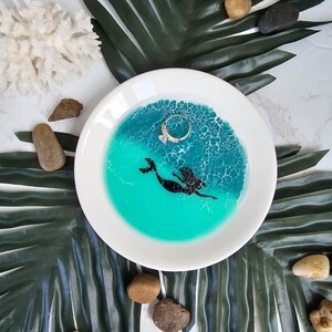 Epoxy Resin Waves 5.75&quot; Ring Holder Trinket Tray Jewelry Dish Beach Decor Gift Idea One Of A Kind Ocean Living