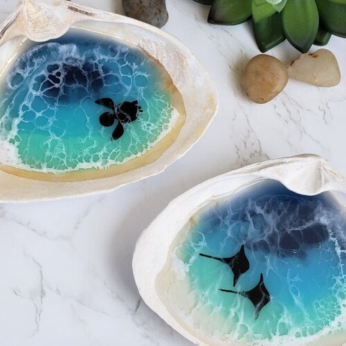 Shark Ocean Resin Shell Ring Dish Hand Drawn Trinket Dish - Etsy