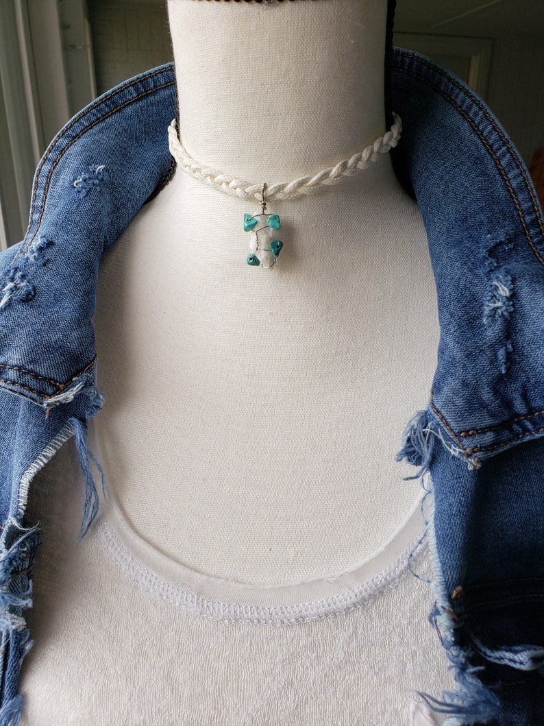 Gorgeous Unique Handmade One of A Kind Turquoise And Stone Braided Choker Necklace!