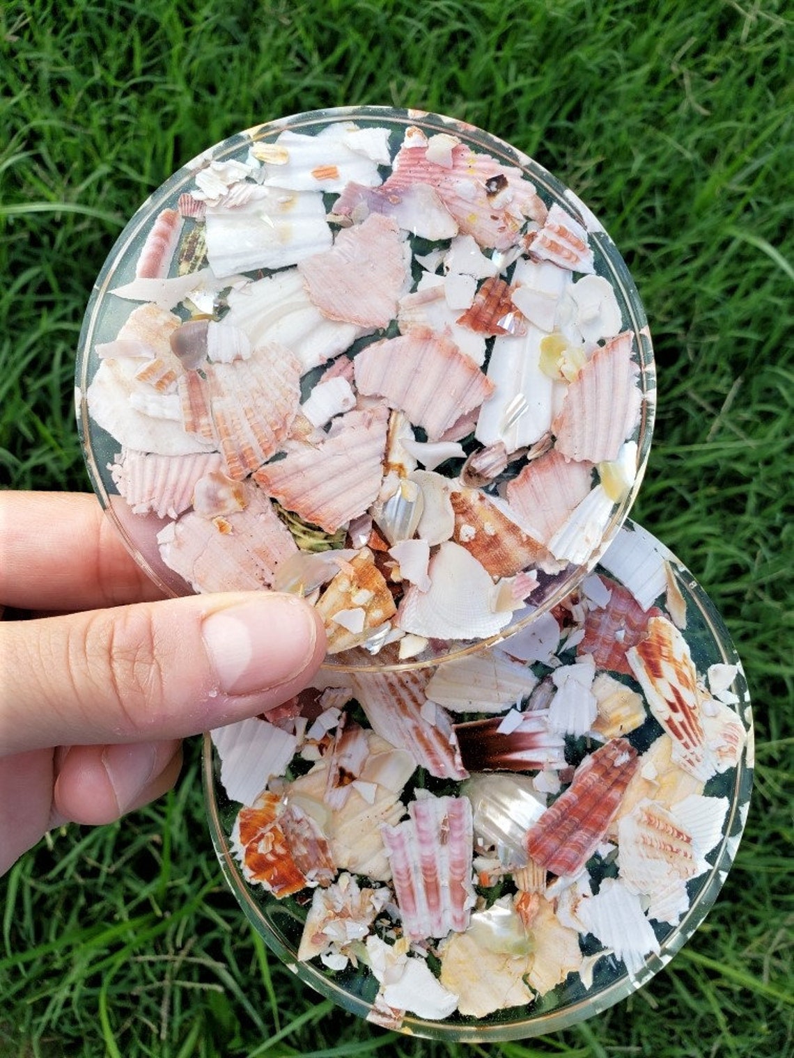 Crushed Real Seashell Epoxy Resin Coasters Ocean Water Beach Etsy
