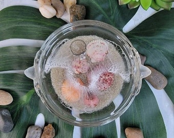 Glass Epoxy Waves Resin Trinket Dish Ring Holder Jewelry Ring Dish With Real Sand And Shells Beach Decor Gift Unique Ocean Life